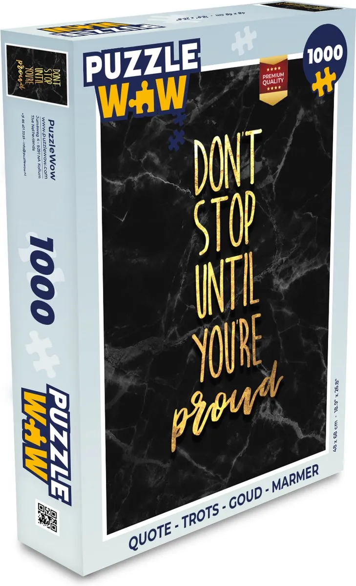 PuzzleWow Quote Trots Marmer Legpuzzel 1000 Stuks