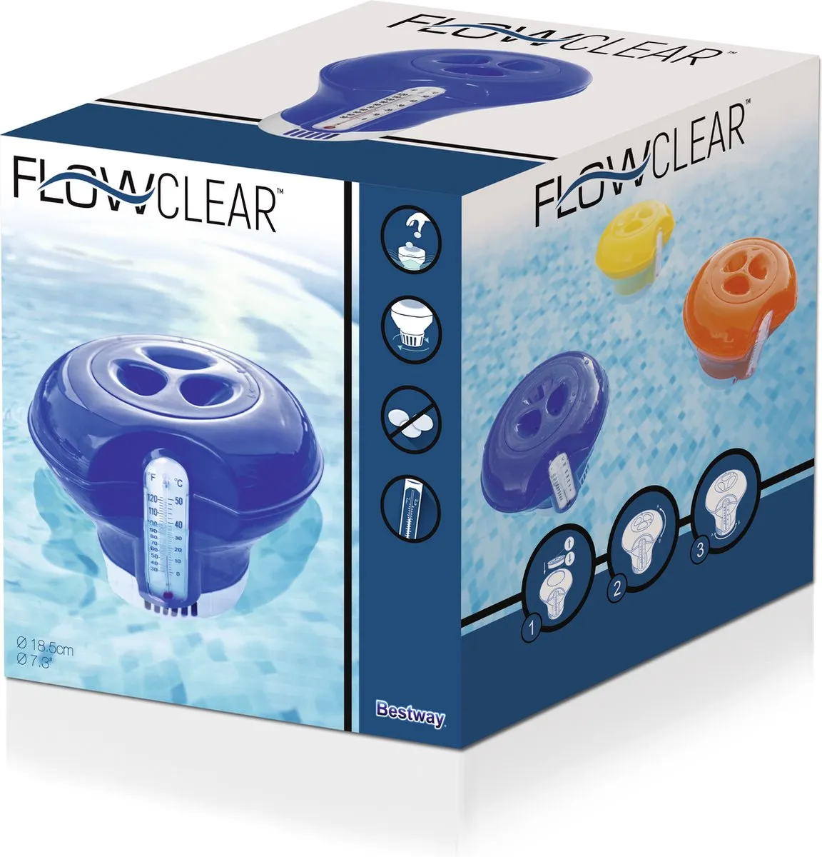 HBM Bestway Chloordrijver 12,7cm - 1 Stuk - Blauw/Oranje/Geel - afbeelding 6 van 6