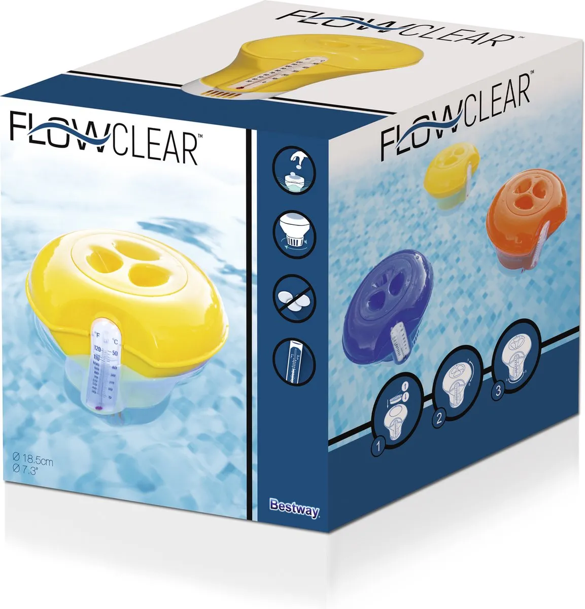 HBM Bestway Chloordrijver 12,7cm - 1 Stuk - Blauw/Oranje/Geel