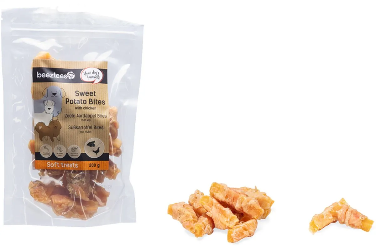 Beeztees Tasty Treats Zoete Aardappel Bites Kip - Mini Hondensnacks 200g