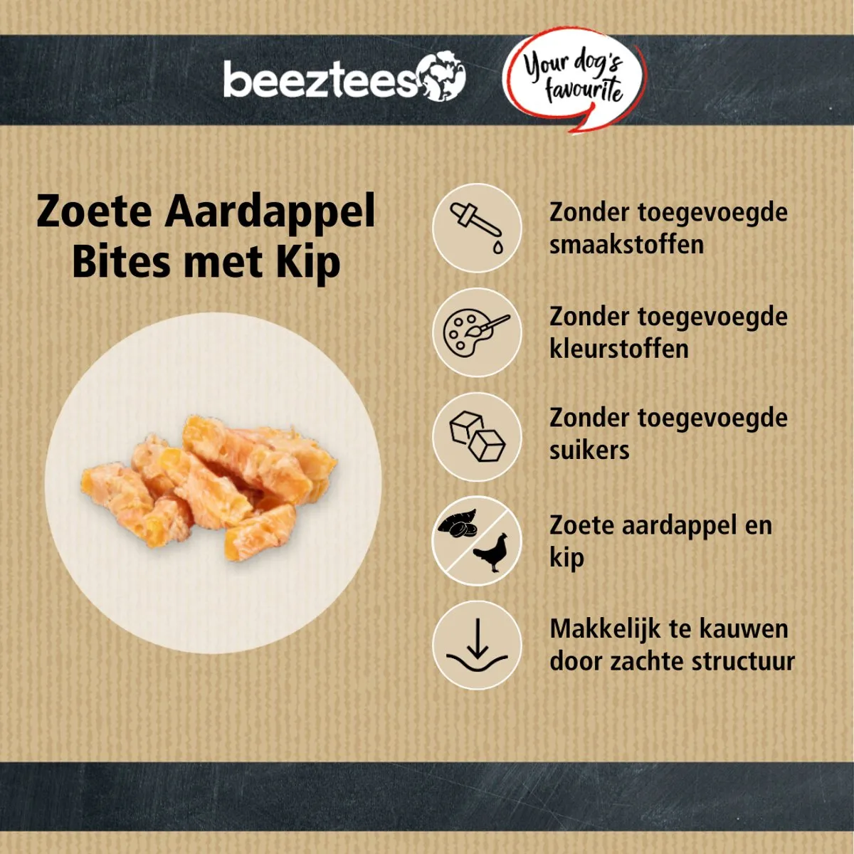 Beeztees Tasty Treats Zoete Aardappel Bites Kip - Mini Hondensnacks 200g