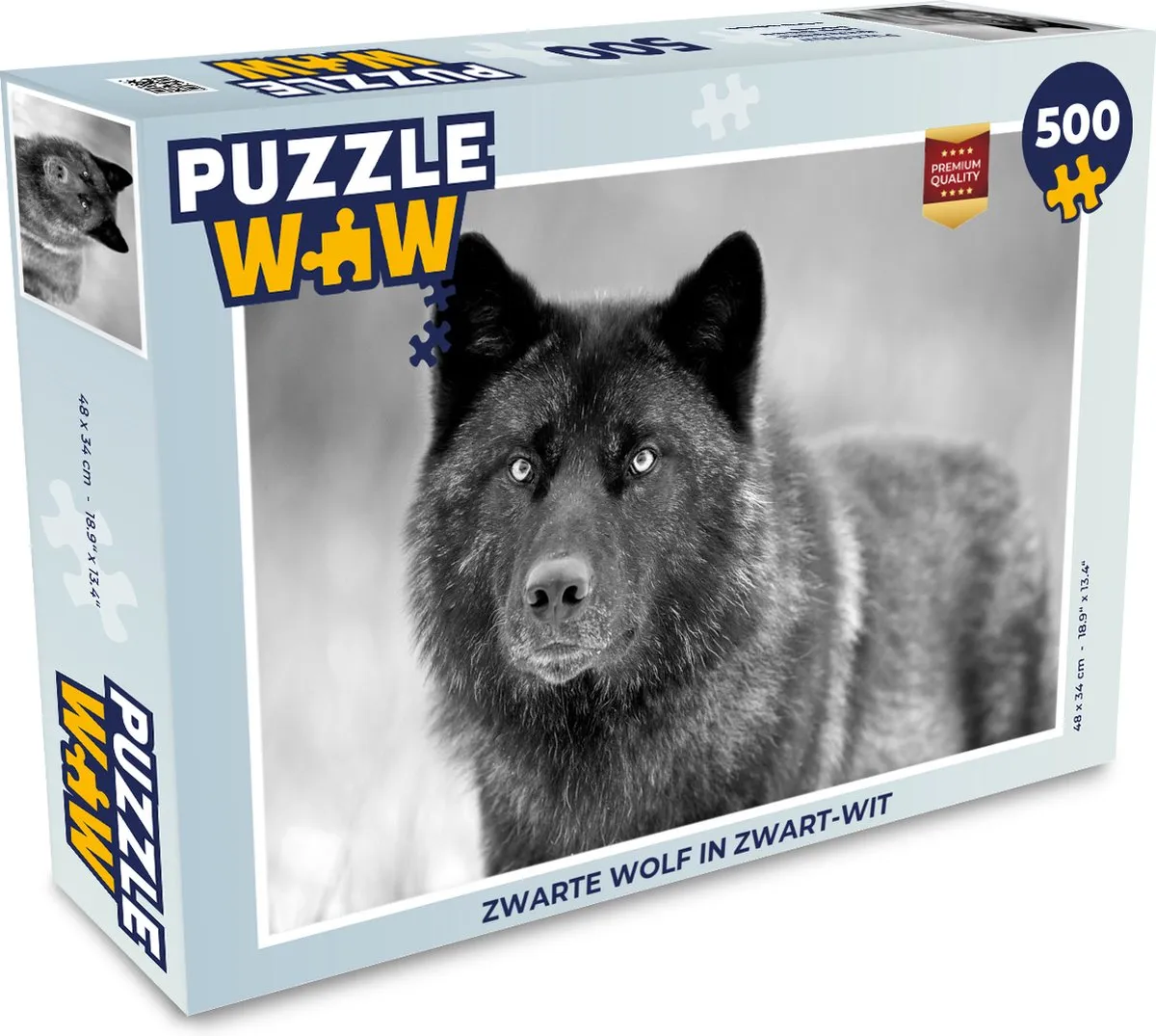 PuzzleWow Legpuzzel Zwarte Wolf 500 Stuks