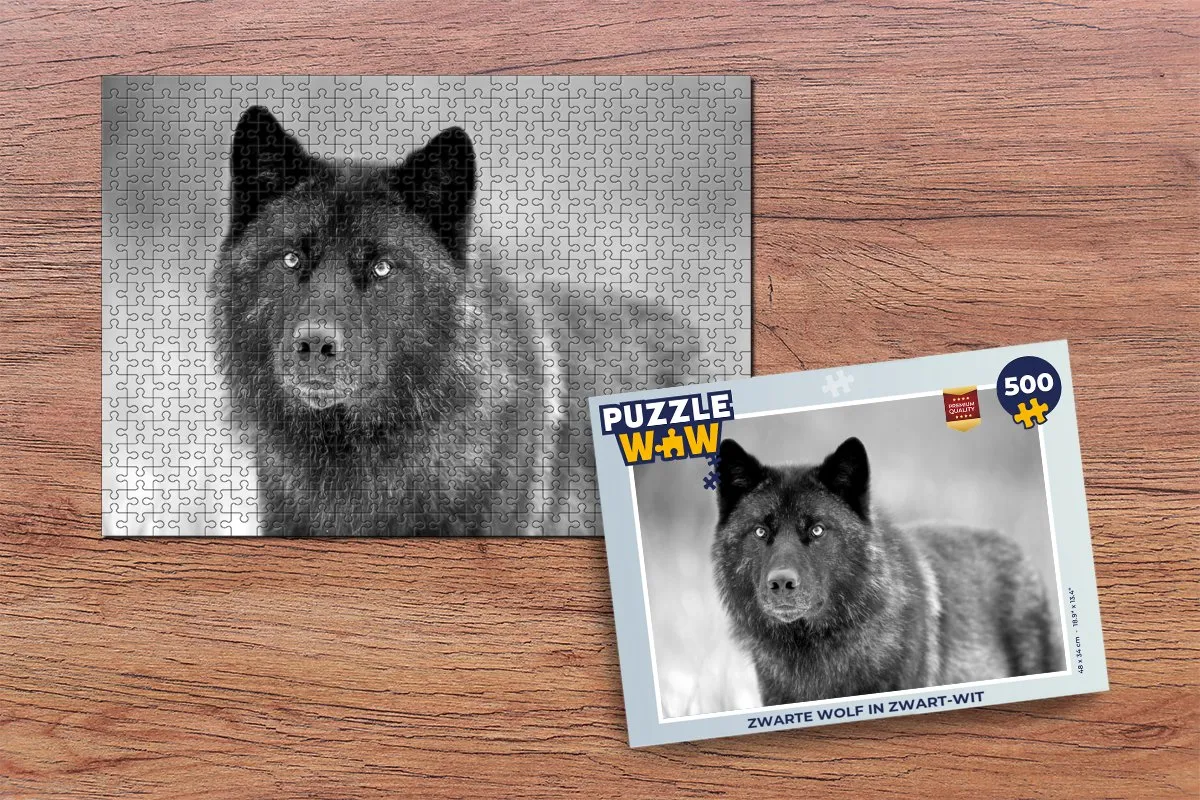 PuzzleWow Legpuzzel Zwarte Wolf 500 Stuks - Multicolor
