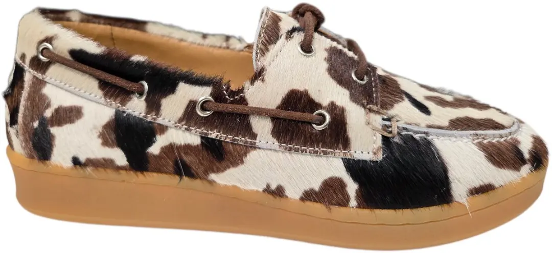 Piedi Nudi Porta 05.08 Cow Veterschoenen Koeienprint Suede Dames Breedtemaat H