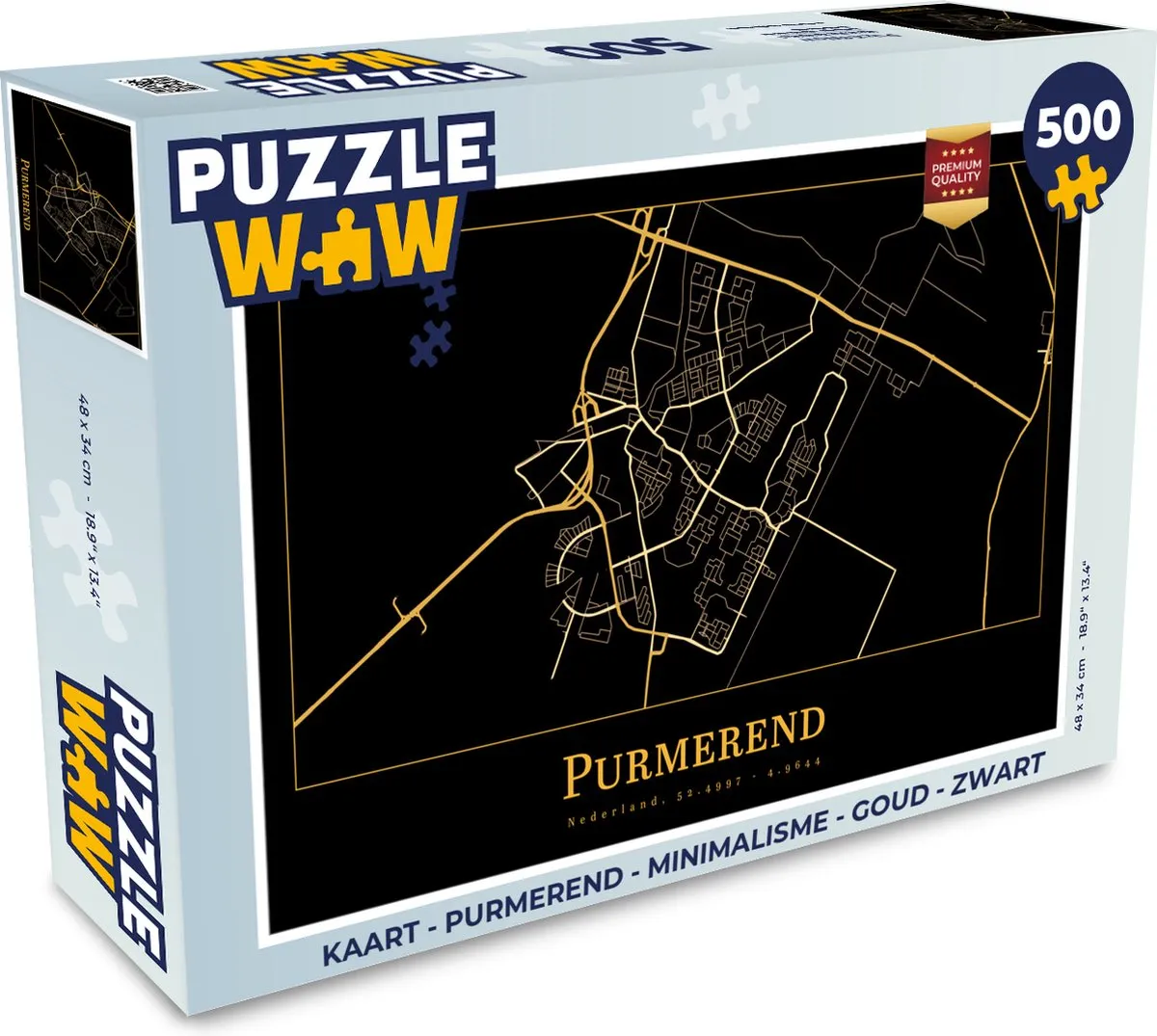 PuzzleWow Minimalisme Legpuzzel 500 Stuks - Goud/Zwart - MPN 7434303616614