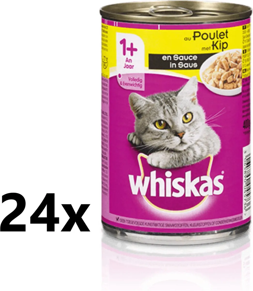 Whiskas - Kattenvoer - Blik - Adult - Brokjes in Saus - Kip - 24x400g