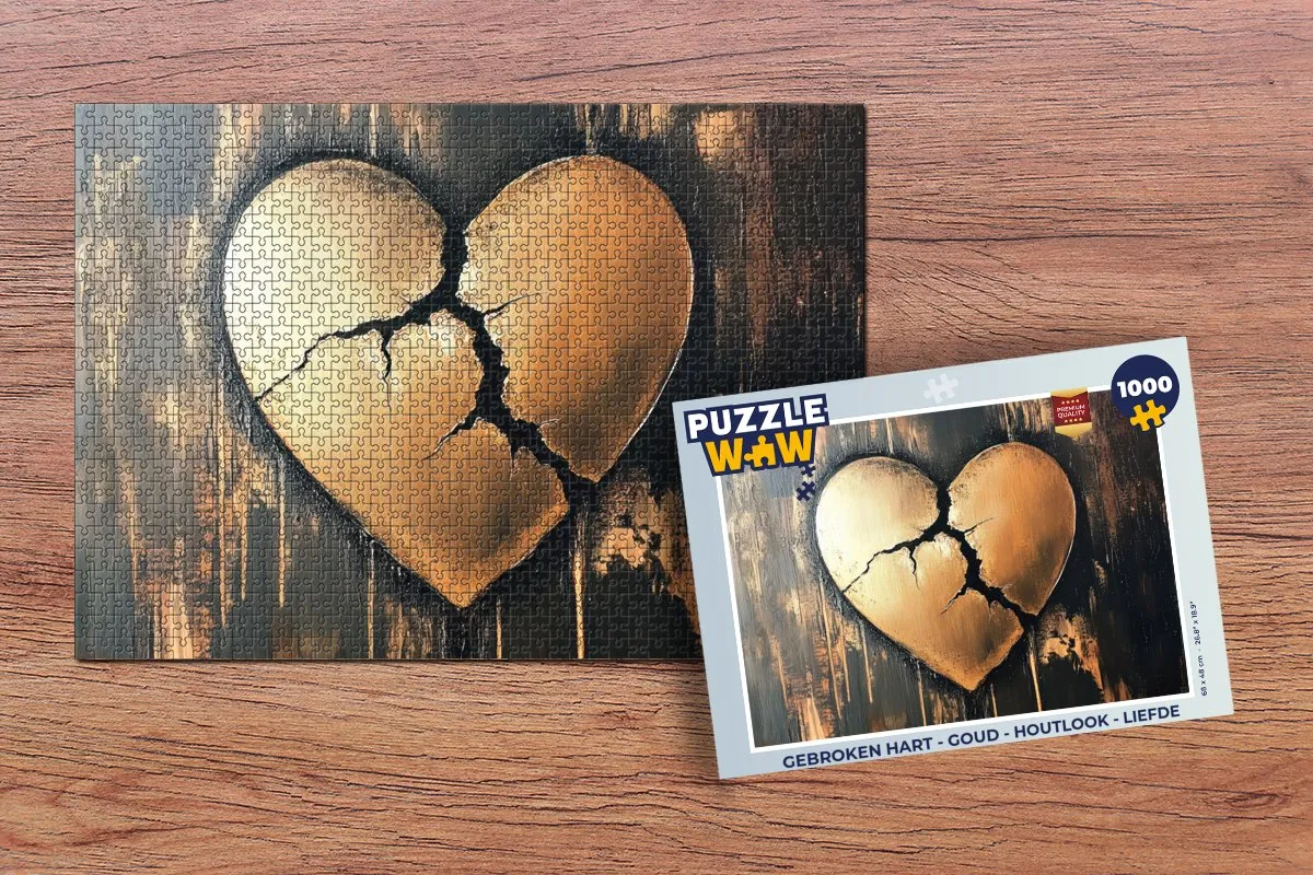 PuzzleWow Gebroken Hart Legpuzzel 1000 Stuks - Goud