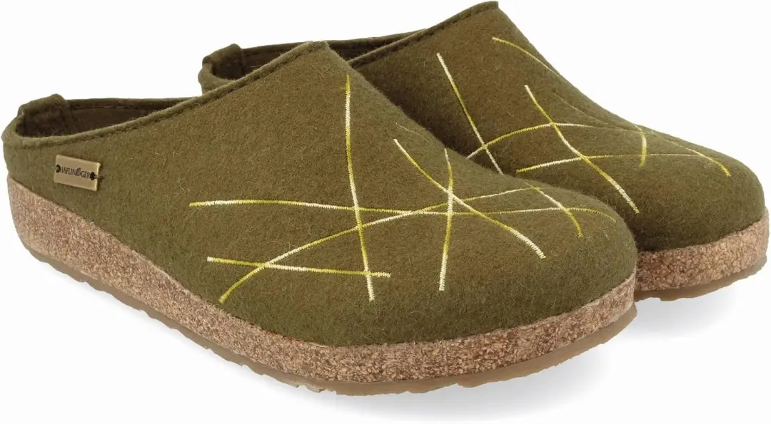 HAFLINGER Grizzly Mikado Unisex Pantoffels met Rubberen Zool