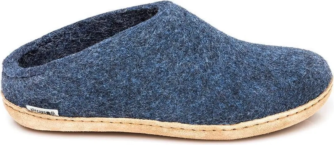 Glerups Slipper met leren zool-Blauw-37