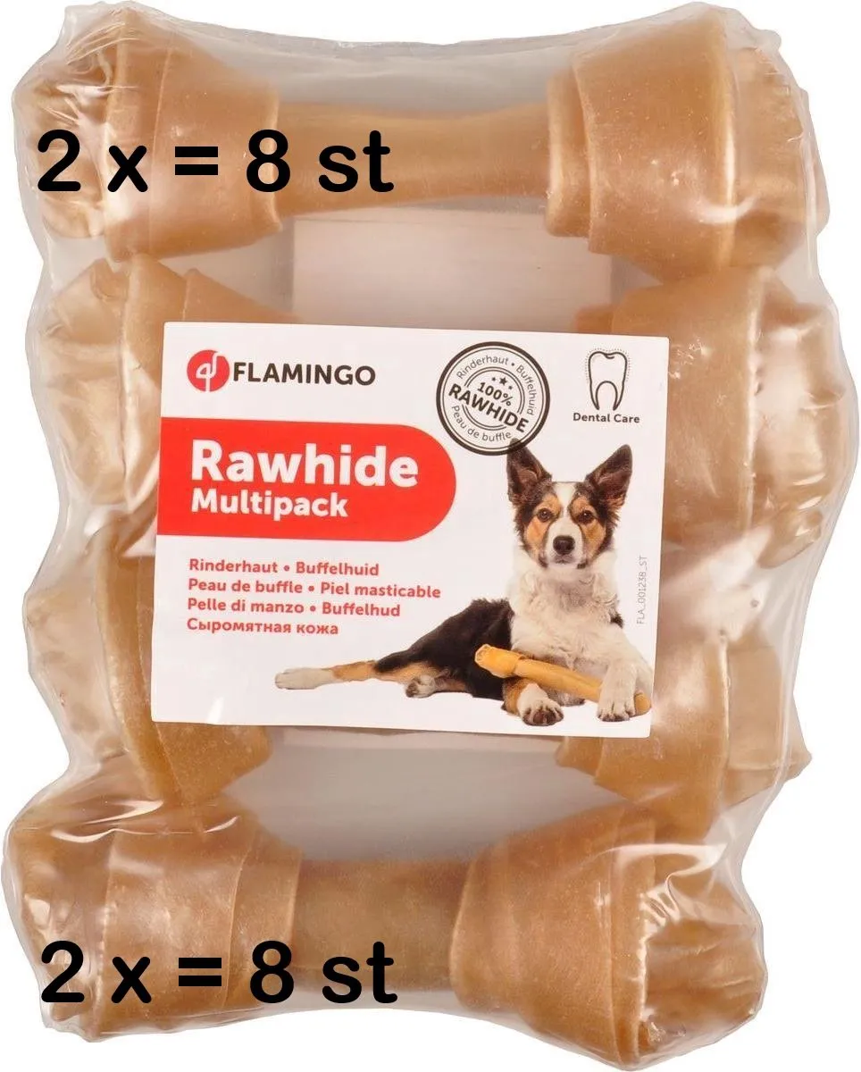 Flamingo Knoopbeen Rawhide 12cm - 8 Stuks
