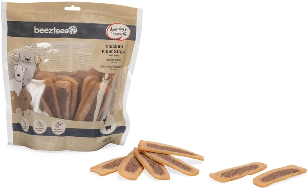 Beeztees Kipfilet Strips met Lam