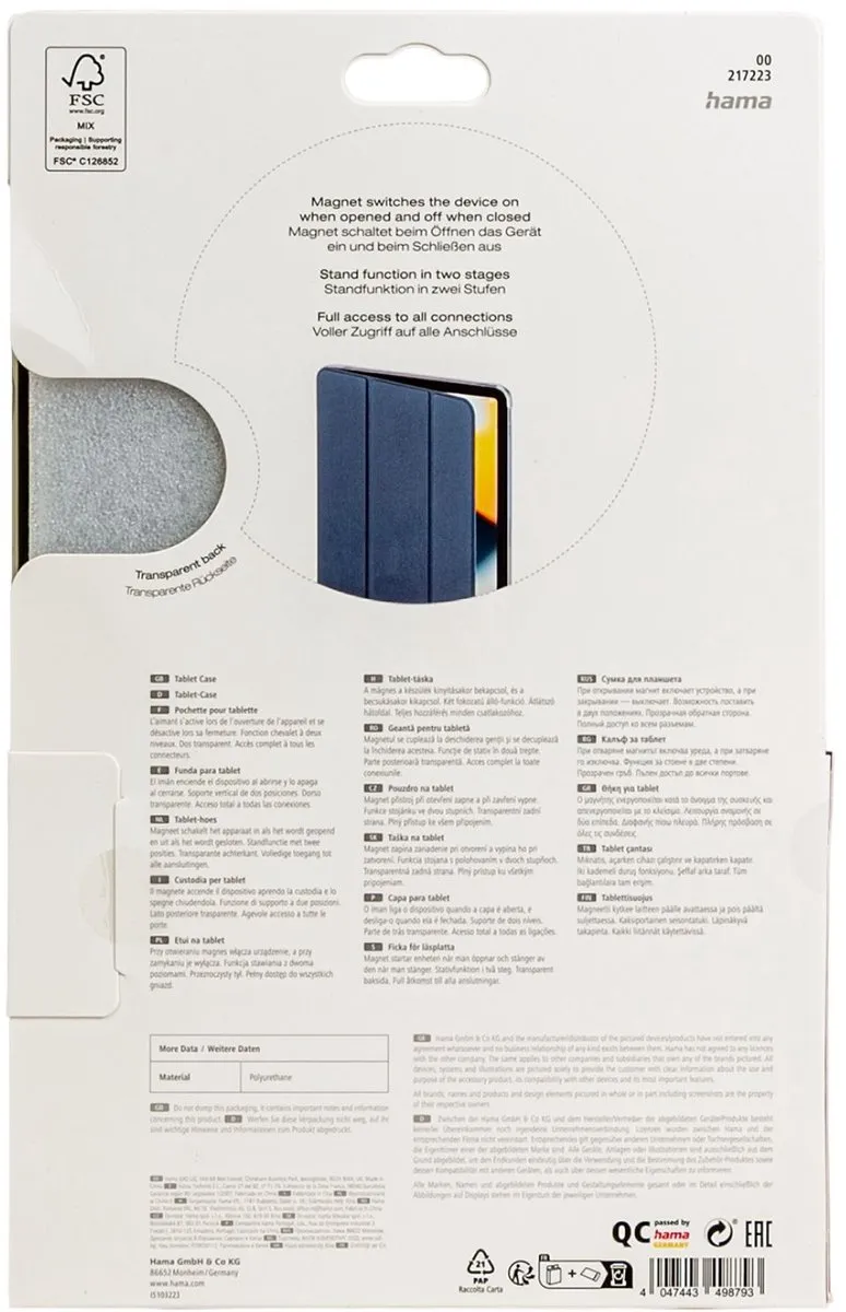 Hama Tablethoes iPad 10.9" 11" Fold Clear - Donkerblauw