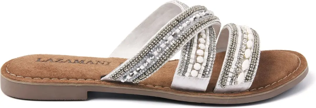 Lazamani Marlin Leren Dames Slippers White Maat 38
