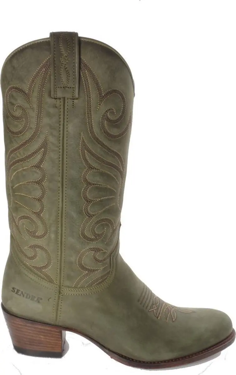 Sendra Boots 11627 Debora Military Green Handgemaakt Dames Ibiza Westernlaars Be