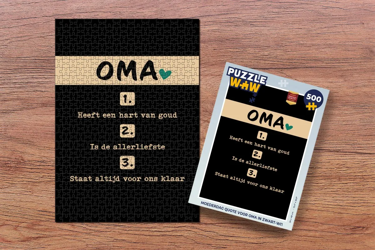 PuzzleWow Quotes Oma is de allerliefste Legpuzzel 500 Stuks - Multicolor