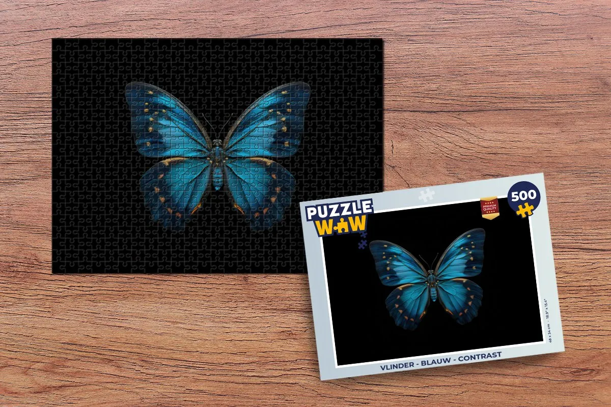 PuzzleWow Vlinder Puzzel 500 Stuks - Blauw