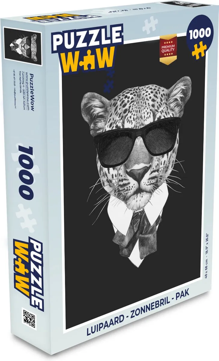PuzzleWow Luipaard Zonnebril Pak Legpuzzel 1000 Stuks
