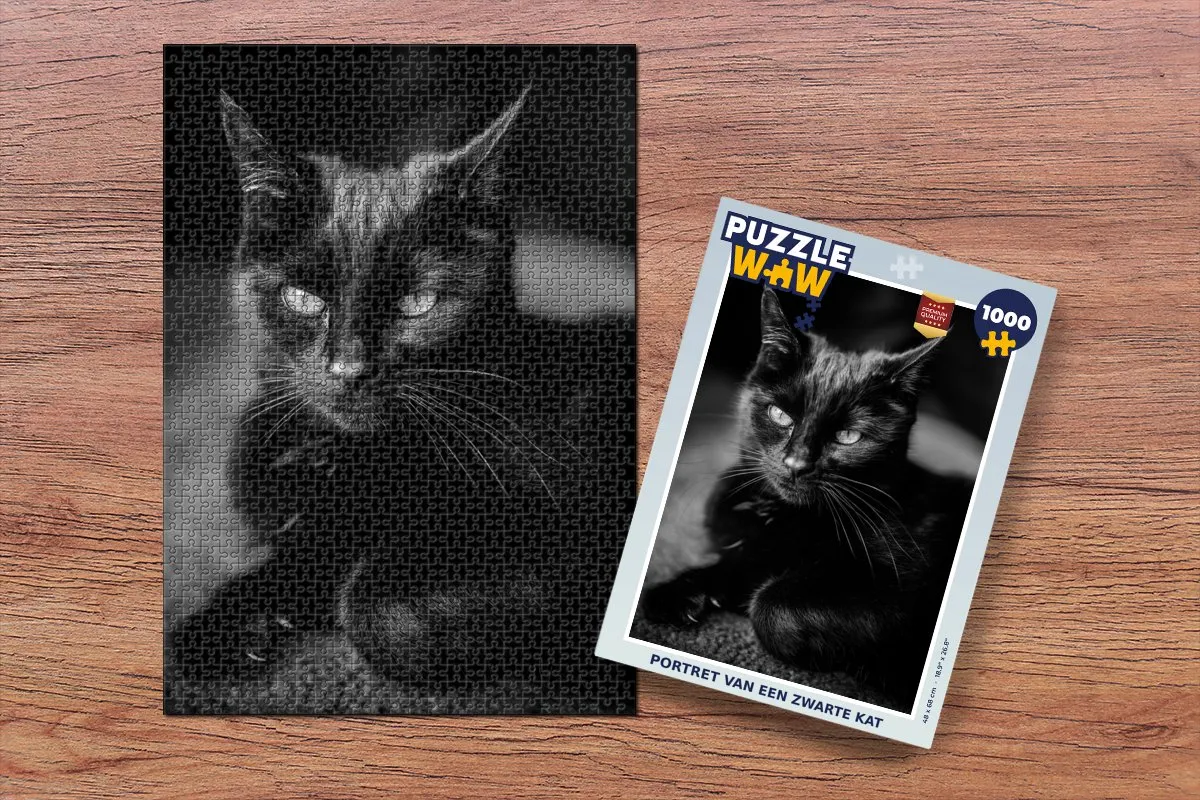 PuzzleWow Portret van een zwarte kat