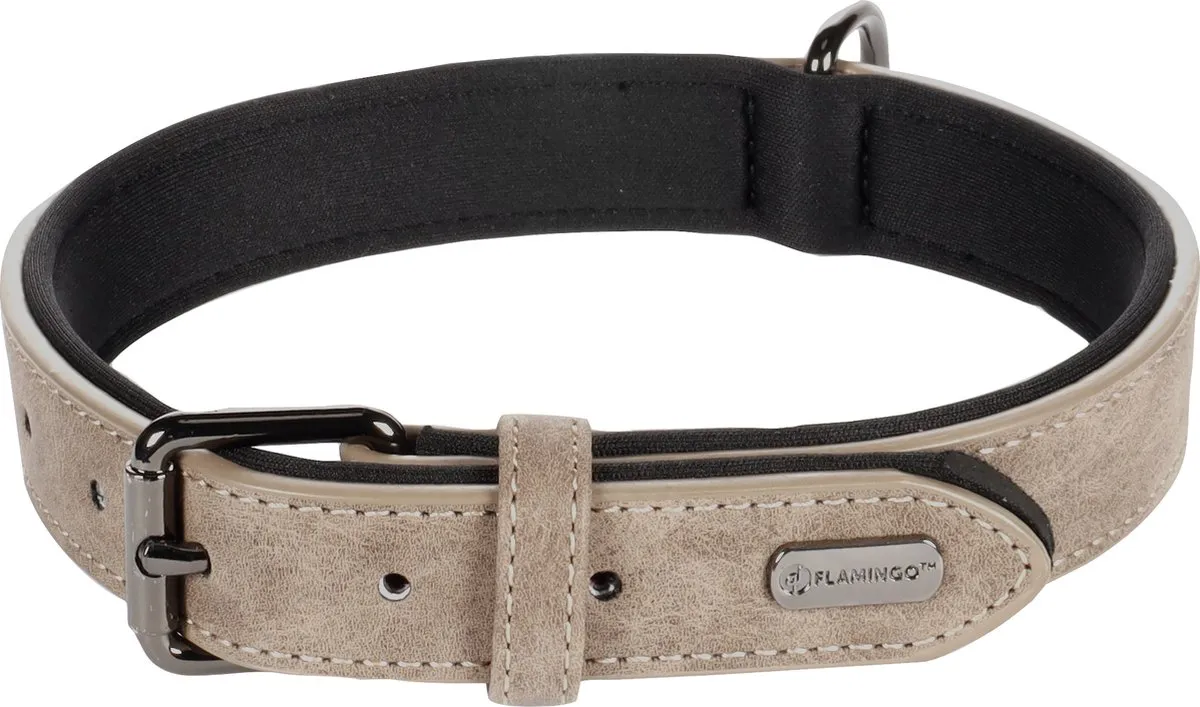 Flamingo Delu Halsband Honden - Taupe M/L 38-48cm