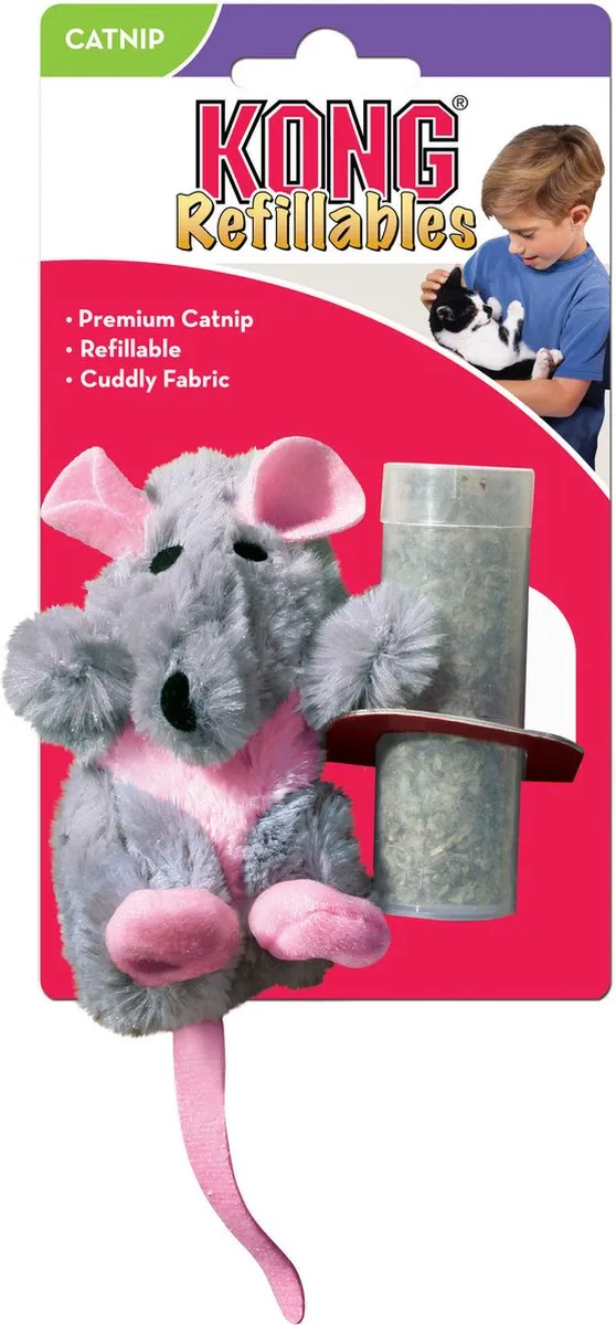 KONG Catnip Rat Kattenspeeltje 14cm - Grijs