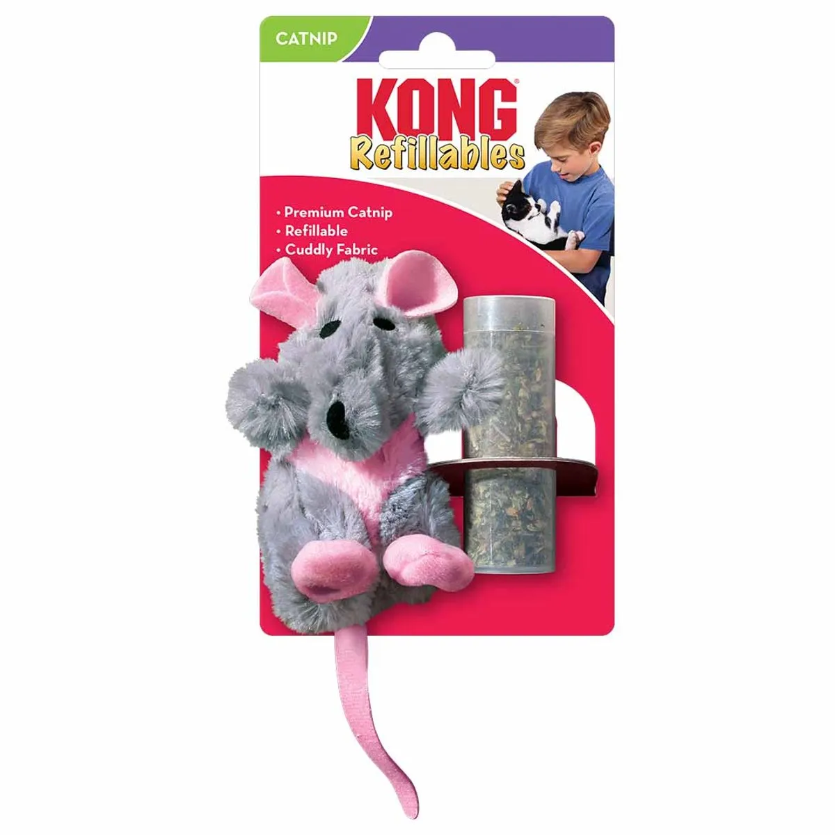 KONG Catnip Rat Kattenspeeltje 14cm - Grijs