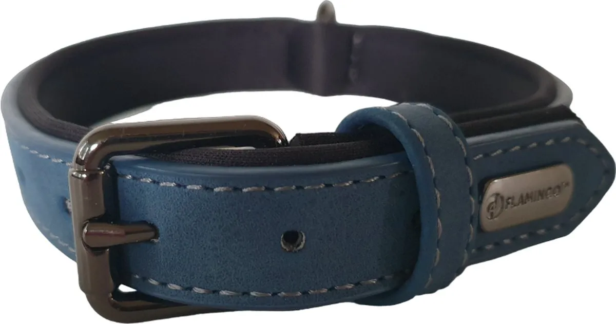 Flamingo Delu Halsband Blauw - M 31-39cm - 20mm
