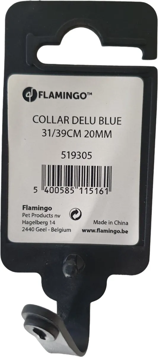 Flamingo Delu Halsband Blauw - M 31-39cm - 20mm - afbeelding 6 van 6