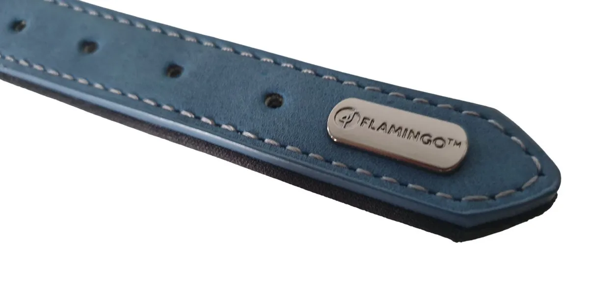 Flamingo Delu Halsband Blauw - M 31-39cm - 20mm