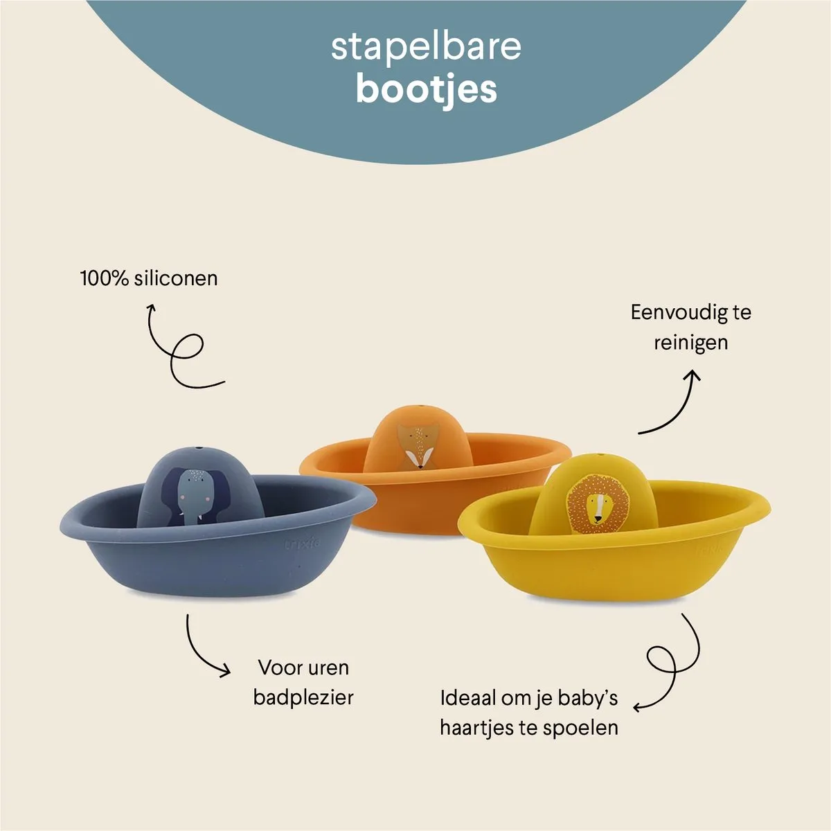 Trixie Stapelbare Badbootjes 3-delig - Siliconen - Multi