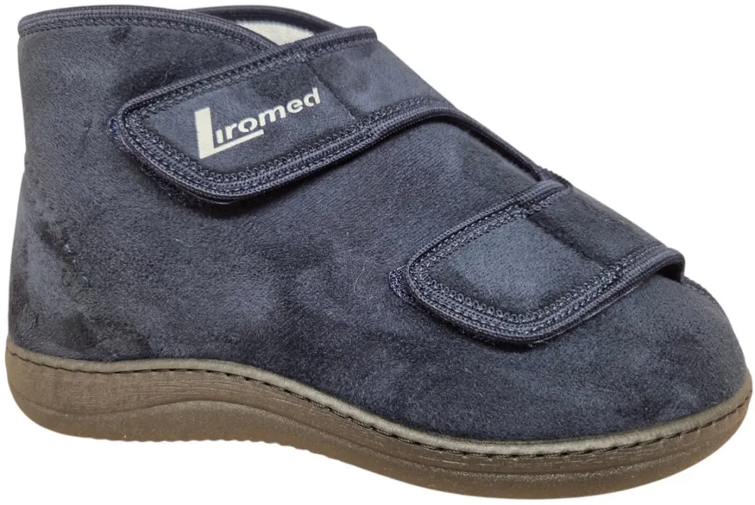 Liromed Almere Marine 477-20Z5 Medische Pantoffels Velous Zwart Uniseks Zorgverg