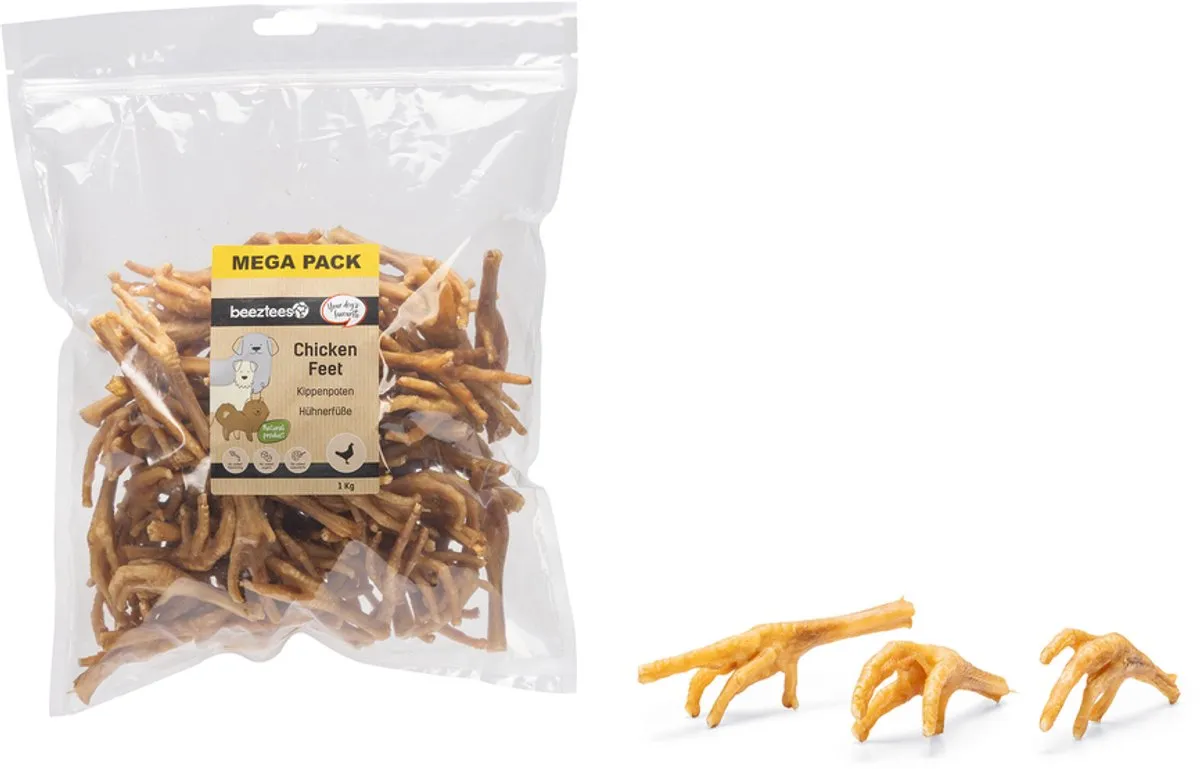 Beeztees Kippenpoten Mega Pack - Hondensnack - 1000 gram