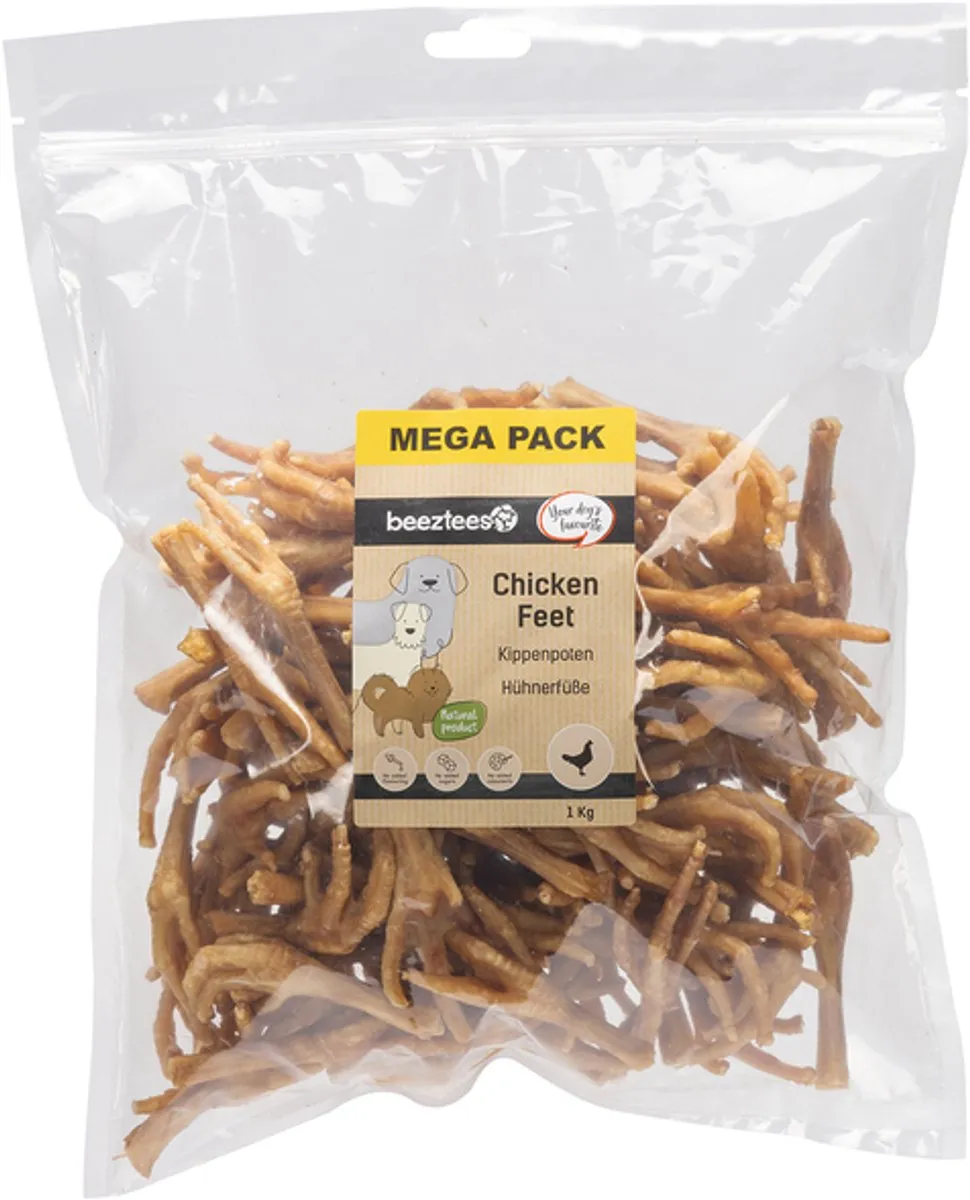 Beeztees Kippenpoten Mega Pack - Hondensnack - 1000 gram