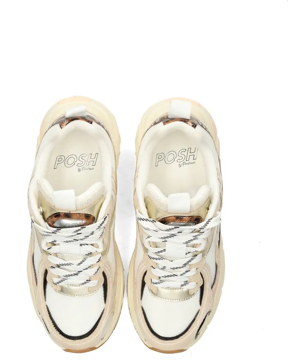 POSH by Poelman HARPER Dames Sneakers - Wit/gouden - afbeelding 4 van 6