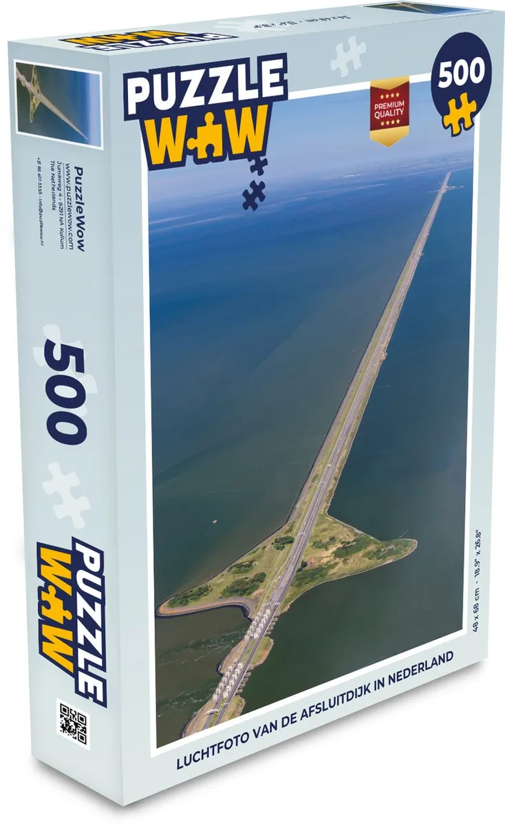 PuzzleWow Luchtfoto Afsluitdijk Legpuzzel 500 Stuks - Multicolor
