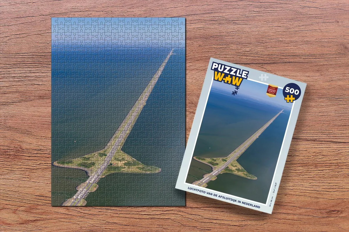PuzzleWow Luchtfoto Afsluitdijk Legpuzzel 500 Stuks
