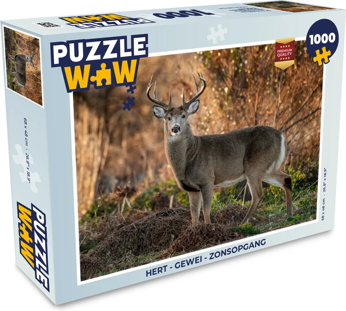 PuzzleWow Hert Gewei Zonsopgang Legpuzzel 1000 Stuks