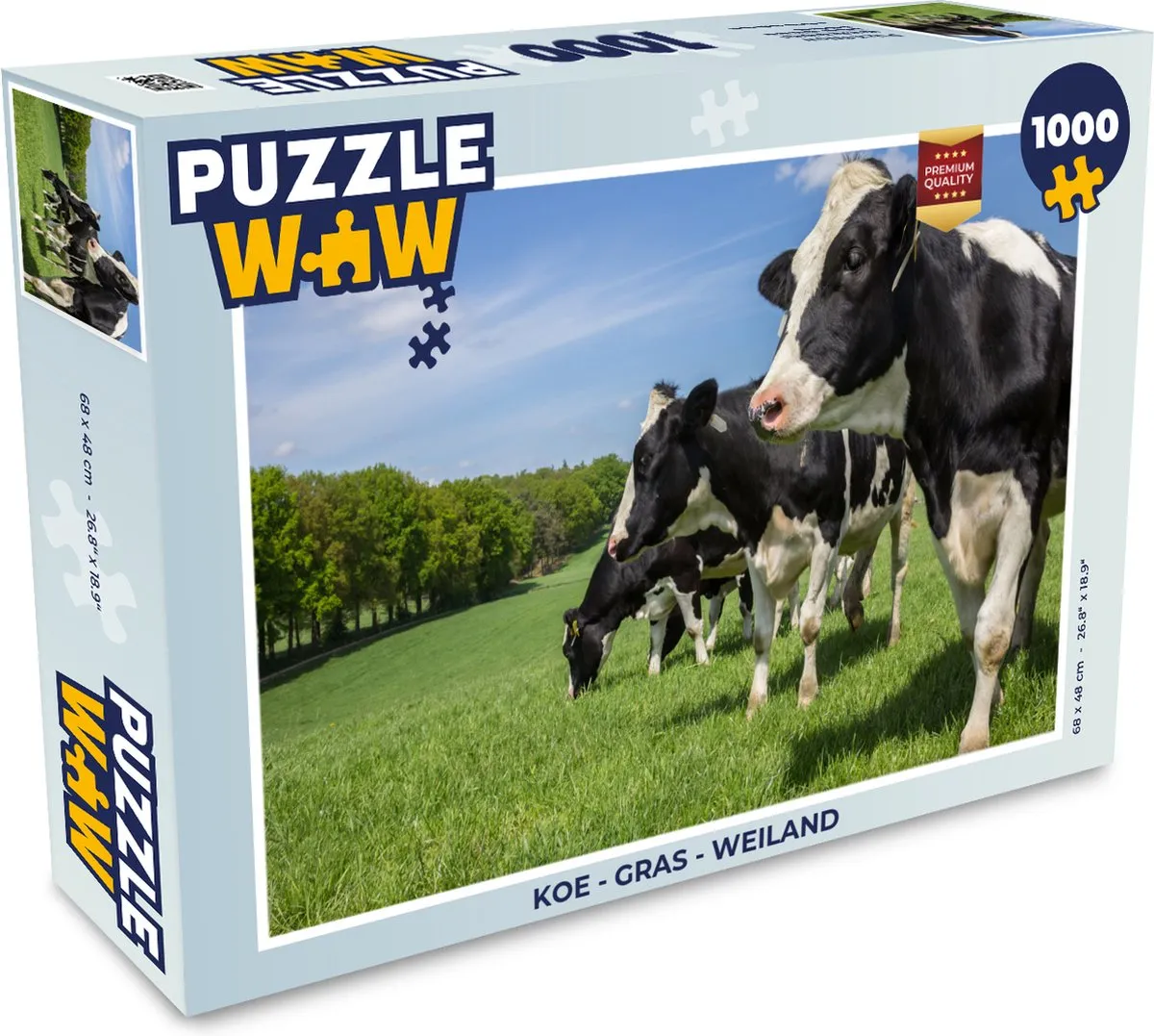 PuzzleWow Legpuzzel Koe in het Gras 1000 Stuks - Multicolor