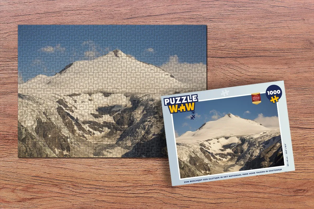 PuzzleWow Legpuzzel 1000 Stuks - Zon op Gletsjer Oostenrijk