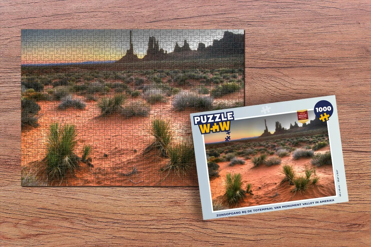 PuzzleWow Legpuzzel Zonsopgang Totempaal Monument Valley 1000 Stuks