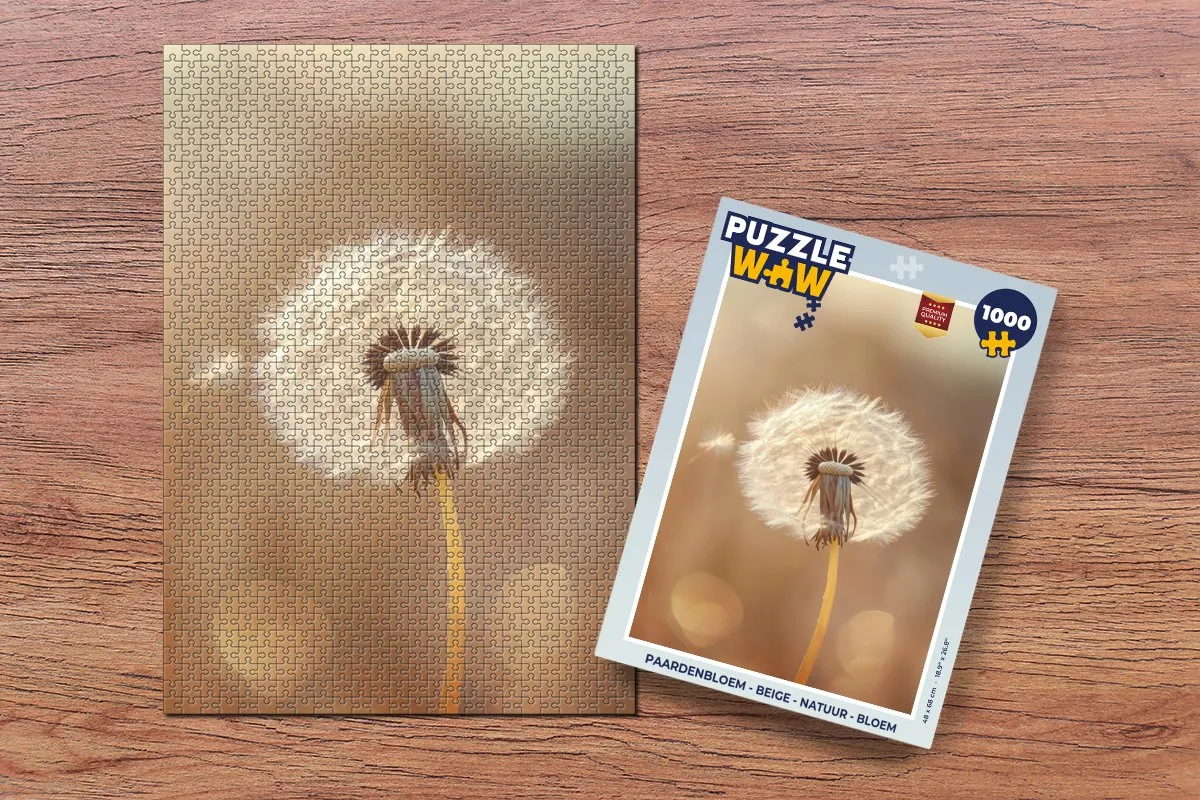 PuzzleWow Paardenbloem Legpuzzel 1000 Stuks - Beige