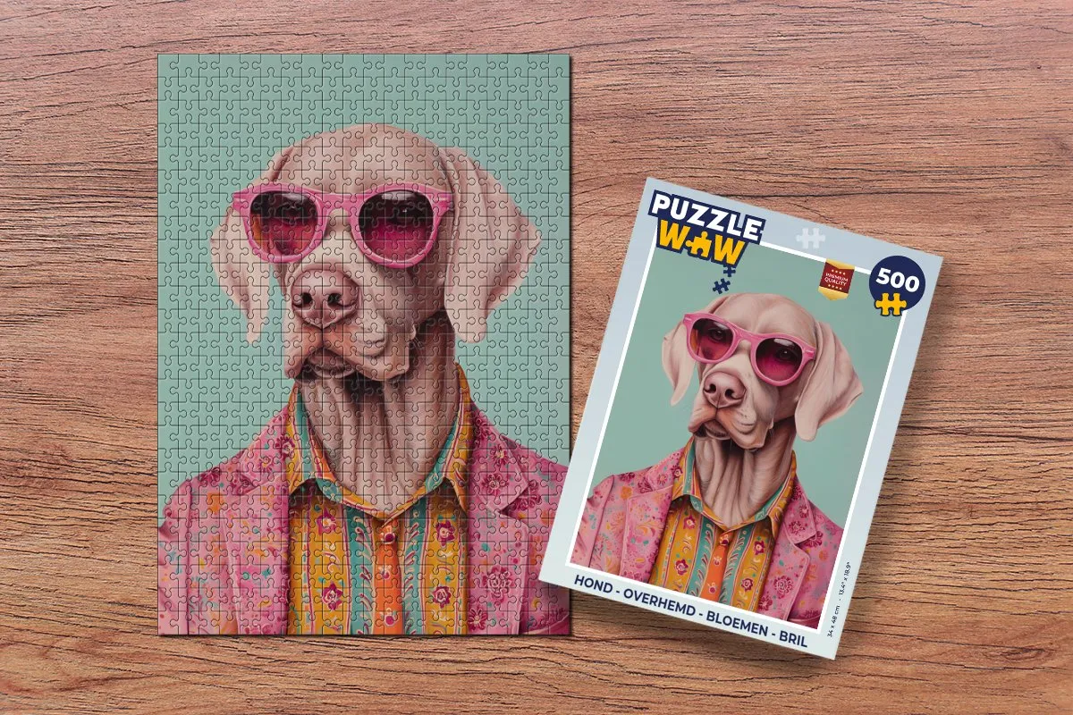PuzzleWow Hond Overhemd Bril Legpuzzel 500 Stuks - MPN 8721374601649