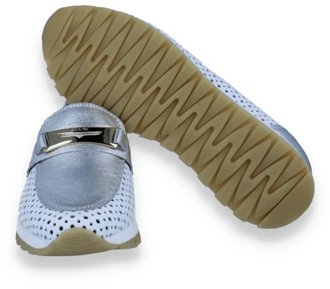 Scapa Dames Mocassin Wit/zilver