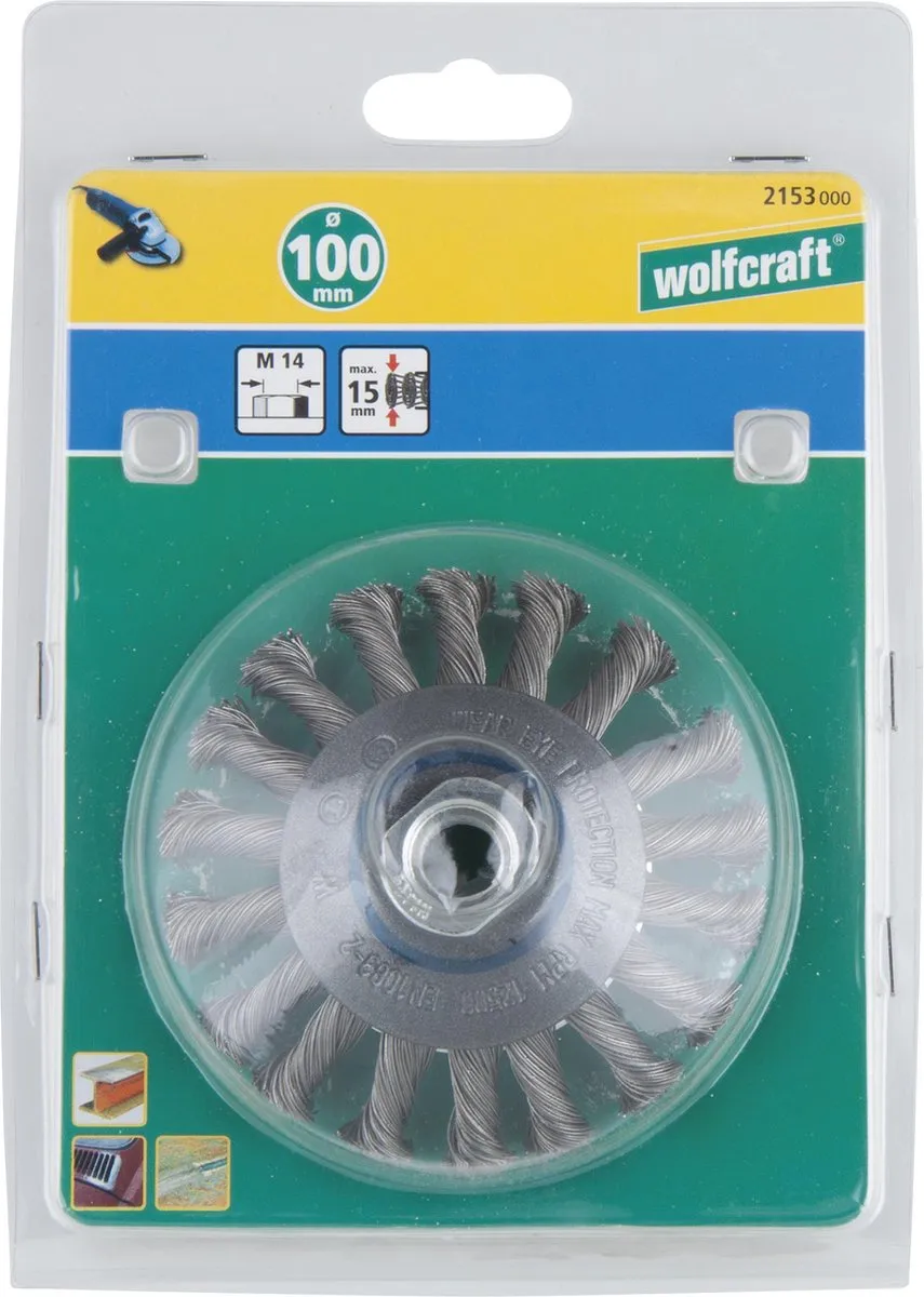 Wolfcraft Staaldraad-kegelborstel 2153000 - 14mm