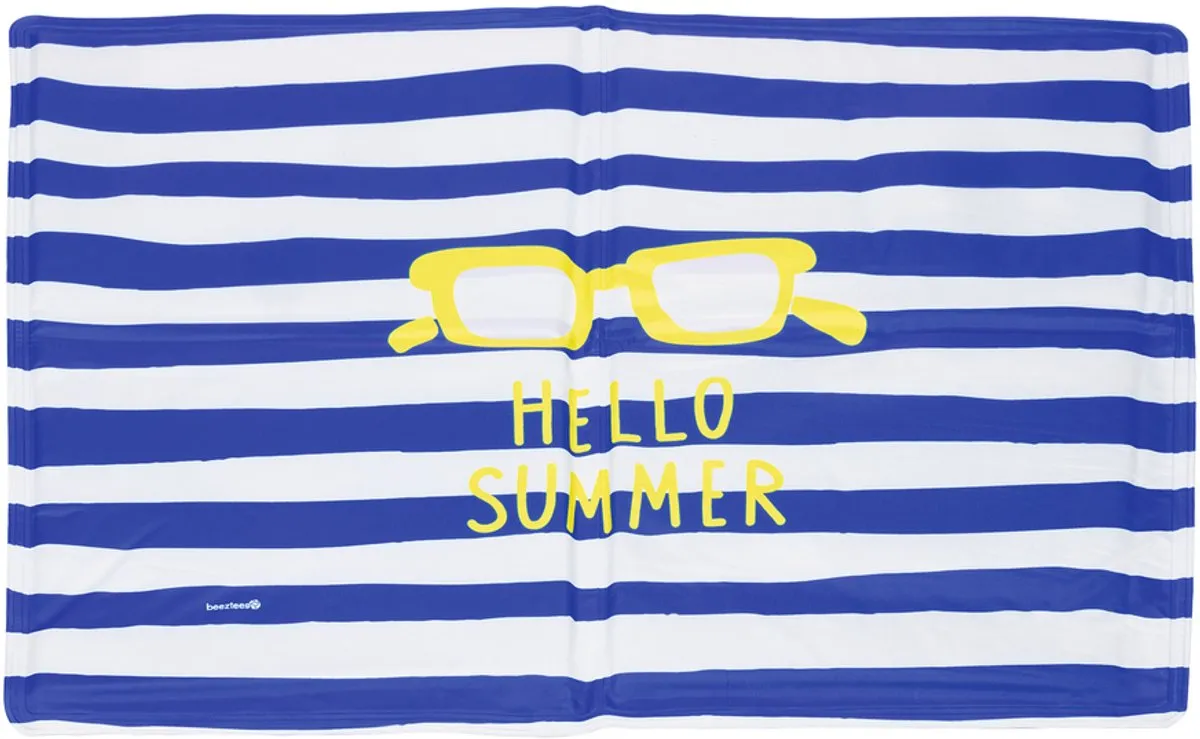 Beeztees Hello Summer Koelmat Hondenmat 90x50cm - Blauw/Wit - afbeelding 2 van 6