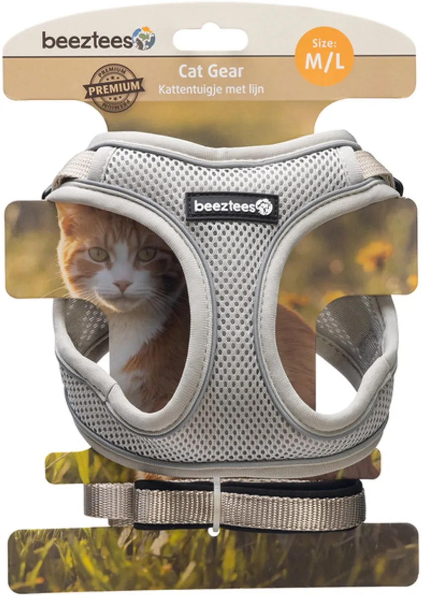 Beeztees Parinca Kattentuigje - Lichtgrijs M