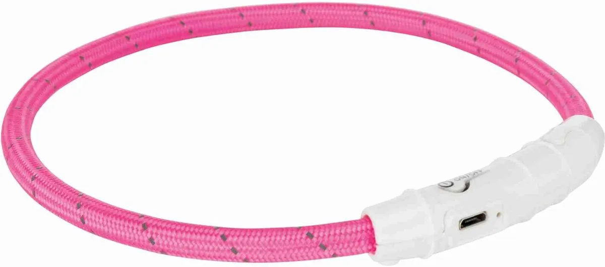 Trixie Flash Lichthalsband USB - Roze - 65x0.7cm