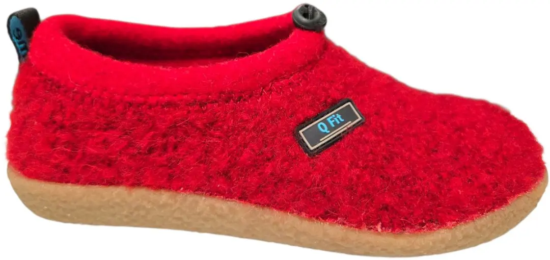 Q Fit Cato Rode Wollen Gesloten Dames Pantoffels