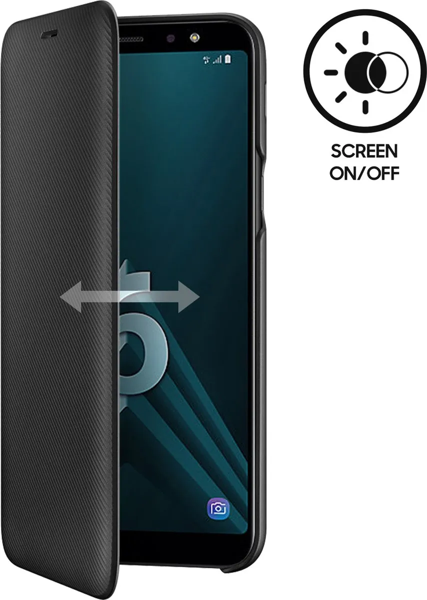 Samsung Galaxy A6+ Wallet Cover - Zwart