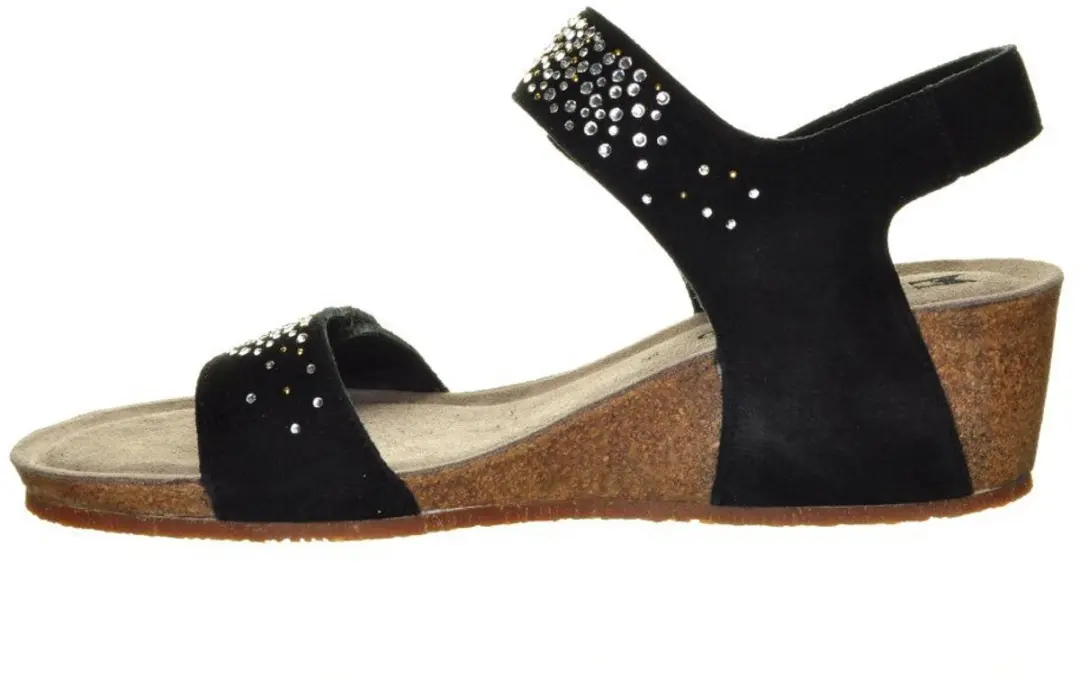 Mephisto Zwarte Geklede Lederen Sandalen Met Sleehak maat 37
