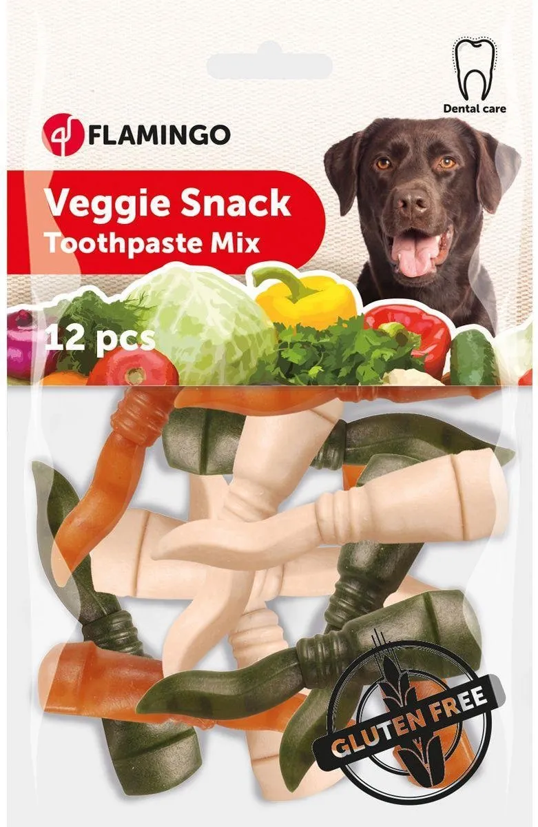 Flamingo Veggie Tandpasta Hondensnacks 7,5cm - 12 Stuks